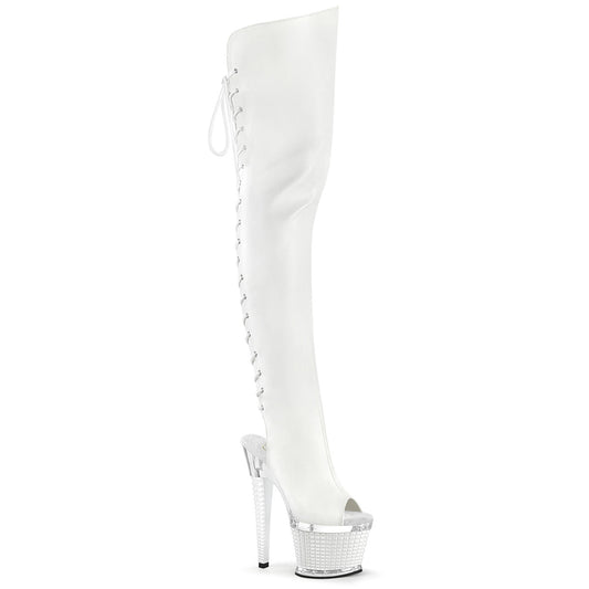 Pleaser Women's Platform Shoes SPECTATOR-3030 Wht Faux Leather/Clr-Wht Matte