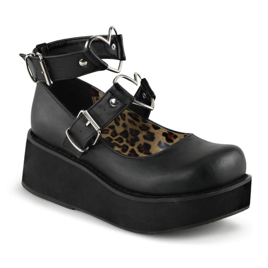 DemoniaCult Womens Pumps SPRITE-02 Blk Vegan Leather