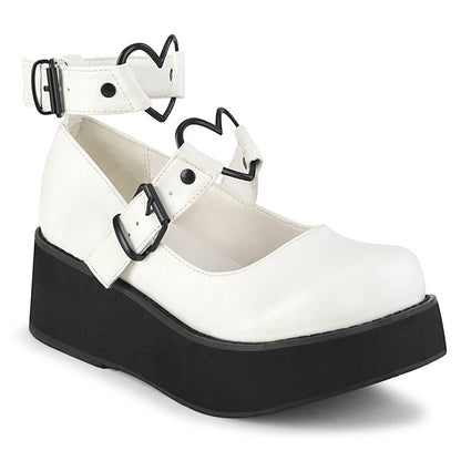 DemoniaCult Bombas de mujer SPRITE-02 Wht Leather Vegan
