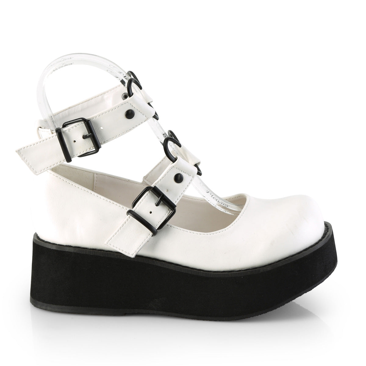 DemoniaCult Bombas de mujer SPRITE-02 Wht Leather Vegan