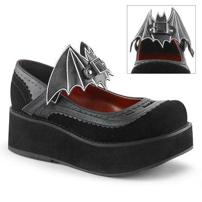 DemoniaCult Womens Pumps SPRITE-09 Blk Vegan Leather-Velvet