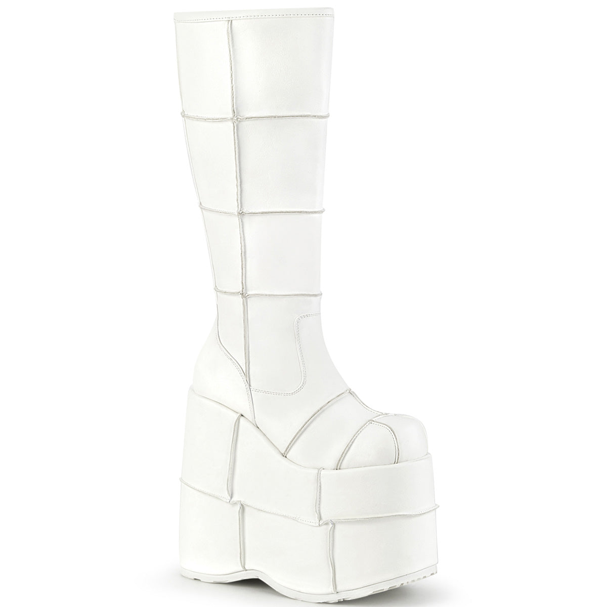 DemoniaCult Botas para hombre STACK-301 Wht Leather Vegan