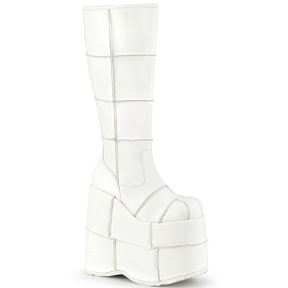 DemoniaCult Botas para hombre STACK-301 Wht Leather Vegan
