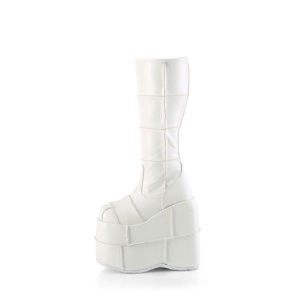 DemoniaCult Botas para hombre STACK-301 Wht Leather Vegan