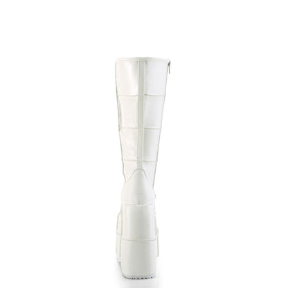 DemoniaCult Botas para hombre STACK-301 Wht Leather Vegan
