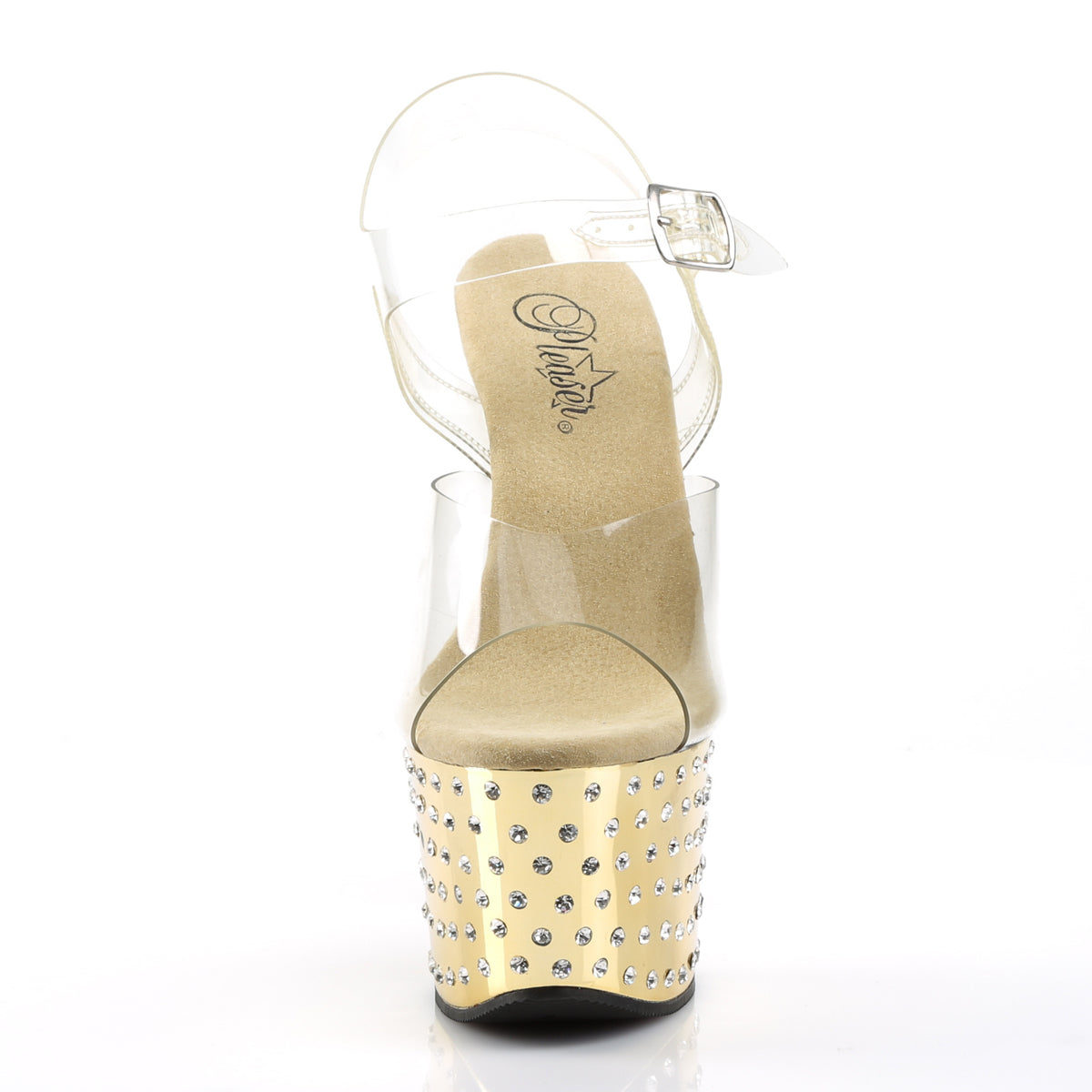 Pleaser Sandalias para mujer STARDUST-708 clr / oro cromo