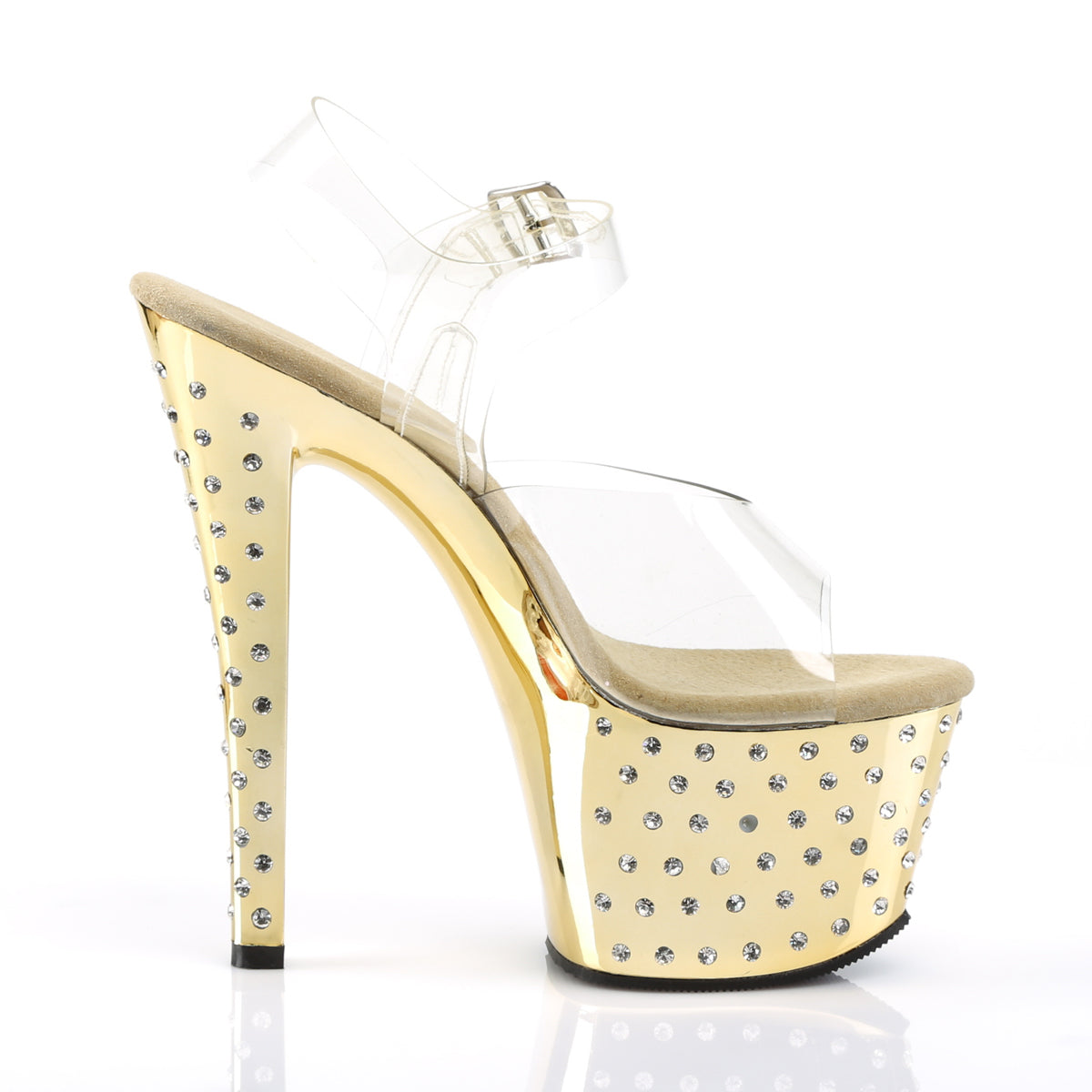 Pleaser Sandalias para mujer STARDUST-708 clr / oro cromo