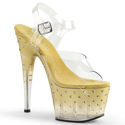 Pleaser Sandalias para mujer STARDUST-708t clr / gold-clr
