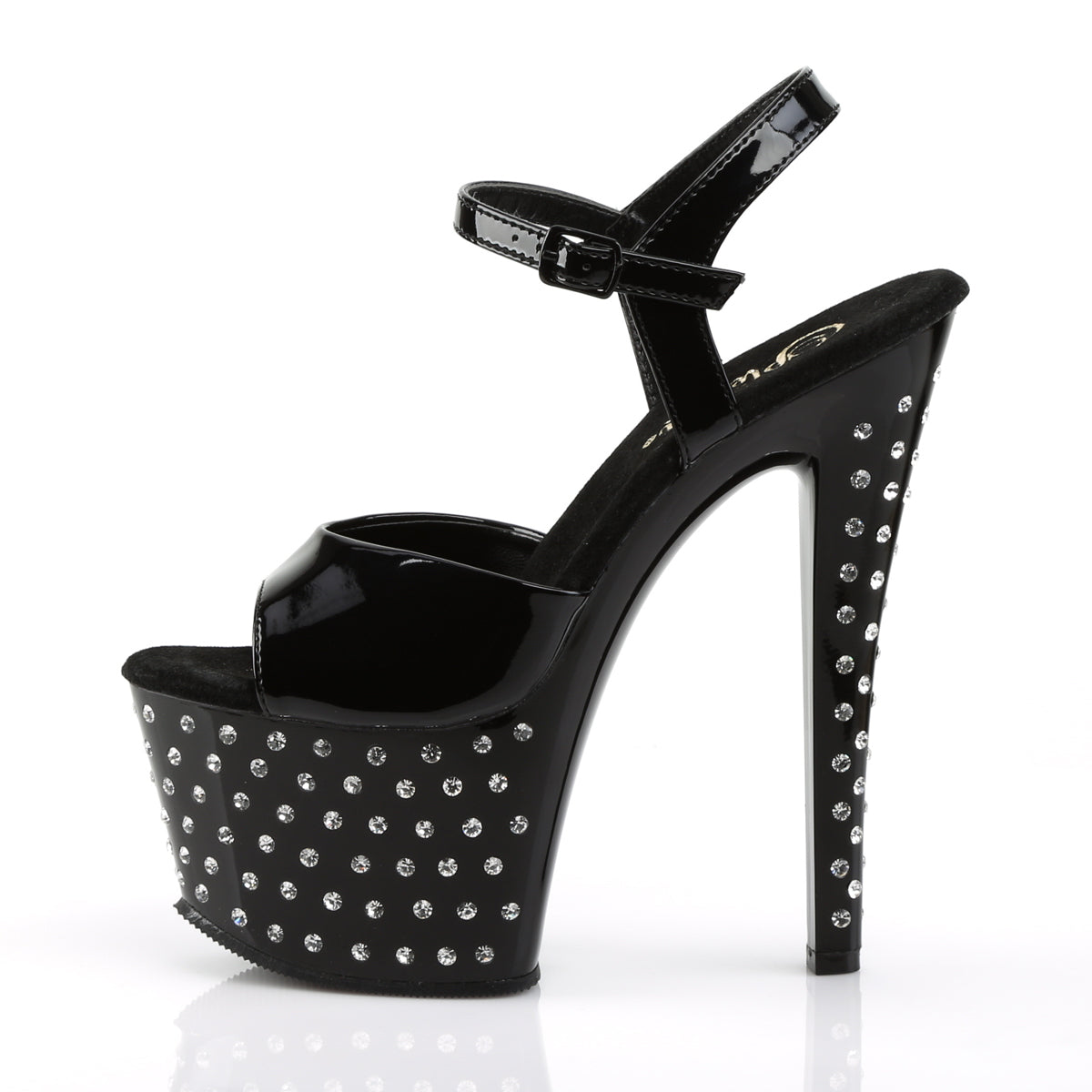Pleaser Sandalias para mujer STARDUST-709 BLK PAT / BLK