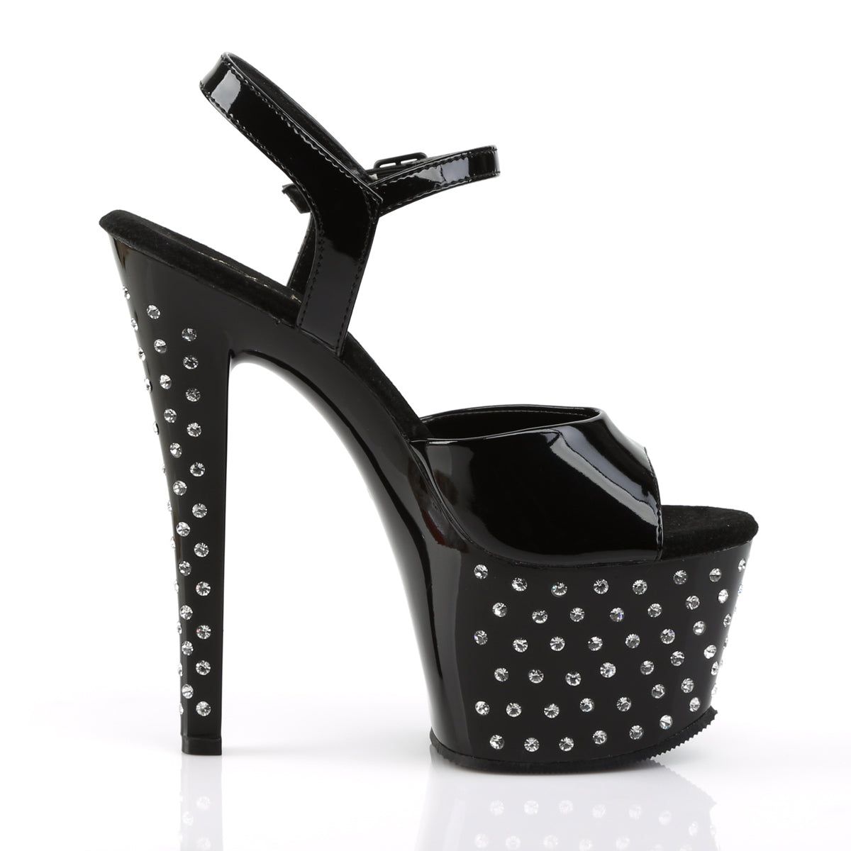 Pleaser Sandalias para mujer STARDUST-709 BLK PAT / BLK