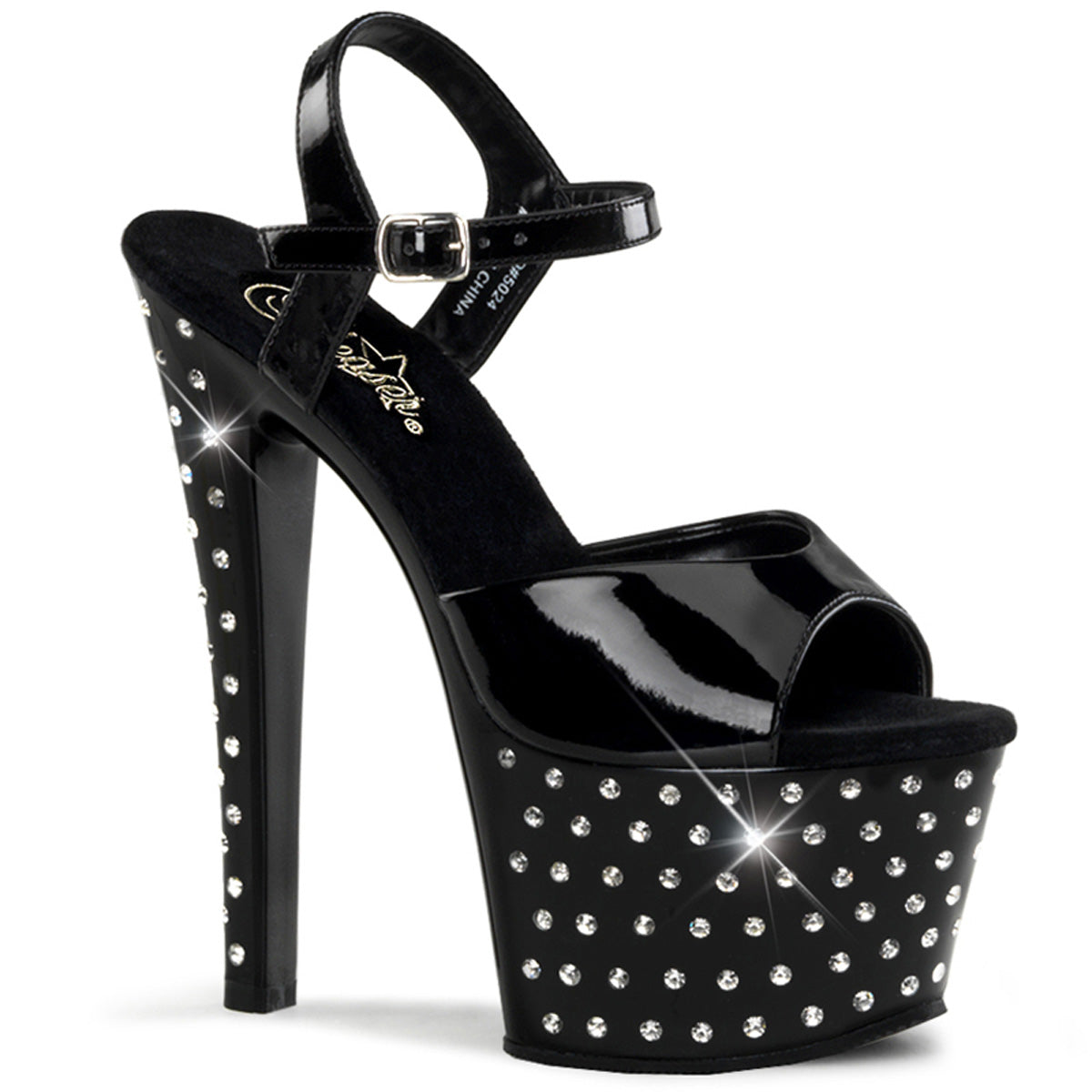 Pleaser Sandalias para mujer STARDUST-709 BLK PAT / BLK