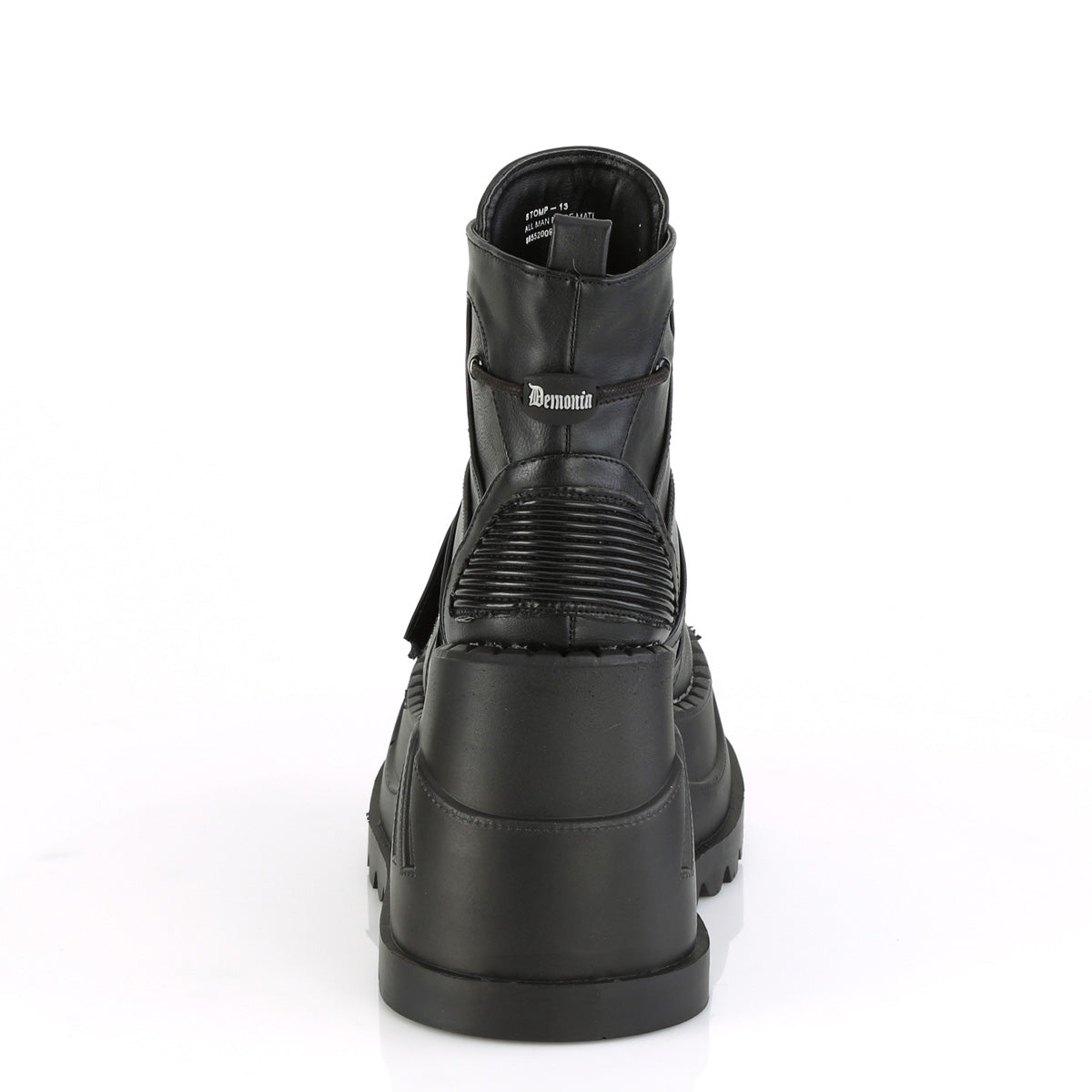 DemoniaCult Botas de tobillo para mujeres STOMP-13 BLK de cuero vegano