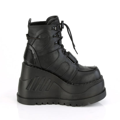 DemoniaCult Botas de tobillo para mujeres STOMP-13 BLK de cuero vegano