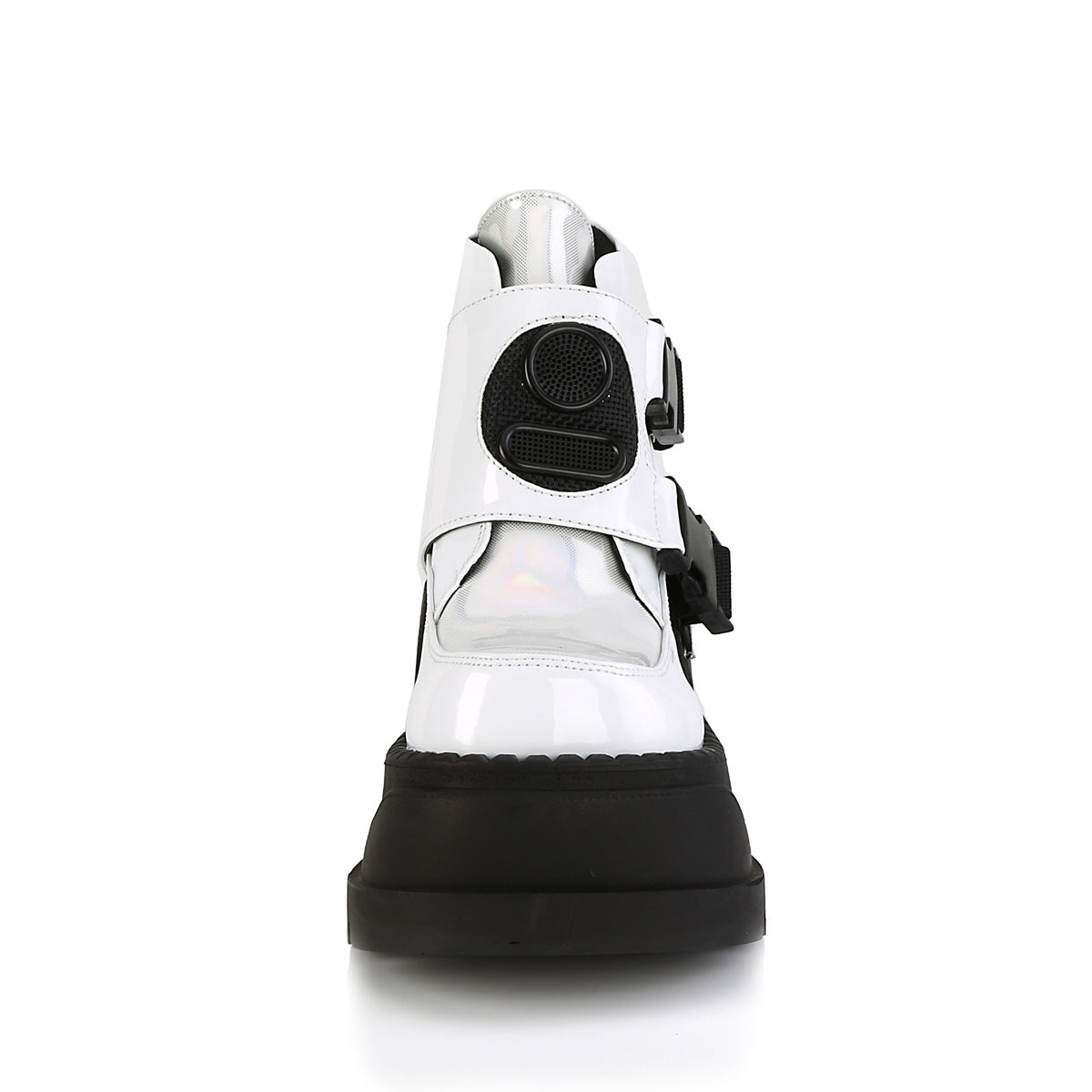 DemoniaCult Botas de tobillo para mujeres STOMP-15 WHT Patent-Multi