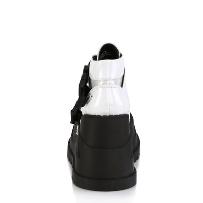 DemoniaCult Botas de tobillo para mujeres STOMP-15 WHT Patent-Multi