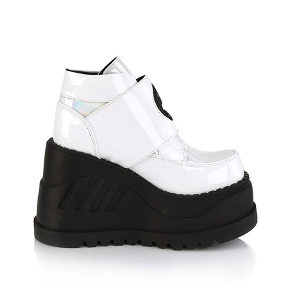 DemoniaCult Botas de tobillo para mujeres STOMP-15 WHT Patent-Multi