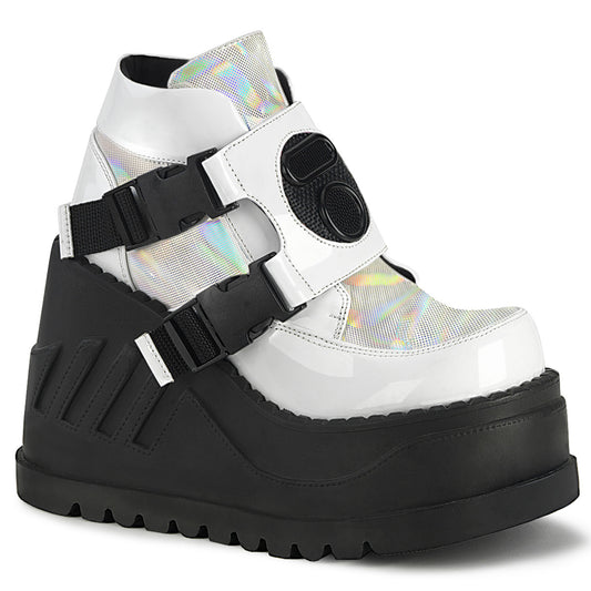 DemoniaCult Botas de tobillo para mujeres STOMP-15 WHT Patent-Multi