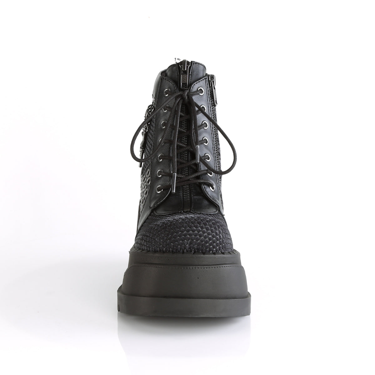 DemoniaCult Botas de tobillo para mujeres STOMP-18 BLK VELO VEGAL GREY VELVET