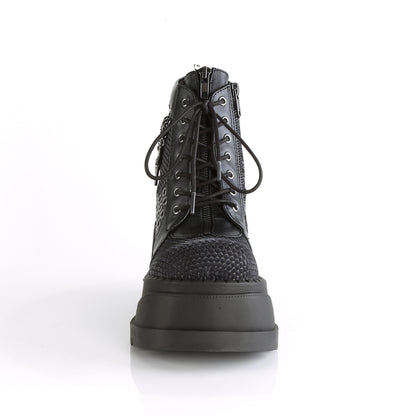 DemoniaCult Botas de tobillo para mujeres STOMP-18 BLK VELO VEGAL GREY VELVET