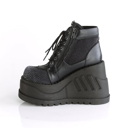 DemoniaCult Botas de tobillo para mujeres STOMP-18 BLK VELO VEGAL GREY VELVET
