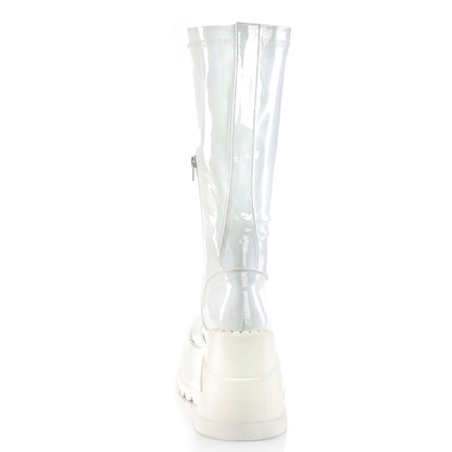 DemoniaCult Botas de mujer STOMP-200 WHT Patente de estiramiento de Hologram