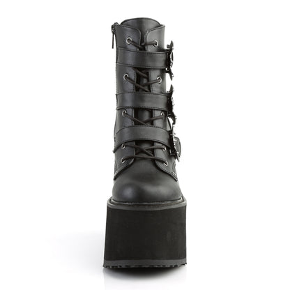 DemoniaCult Botas de tobillo para mujeres SWING-103 BLK de cuero vegano
