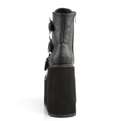 DemoniaCult Botas de tobillo para mujeres SWING-103 BLK de cuero vegano