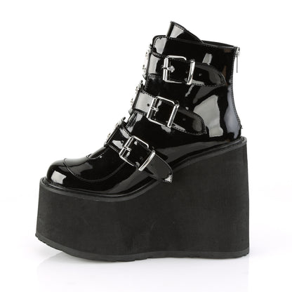 DemoniaCult Botas de tobillo para mujeres SWING-105 Patente BLK
