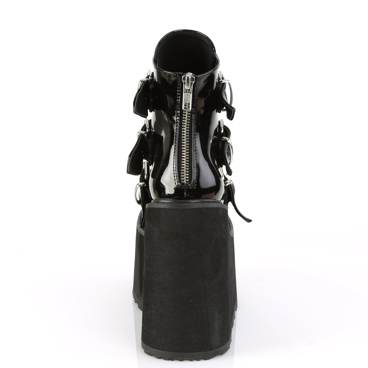 DemoniaCult Botas de tobillo para mujeres SWING-105 Patente BLK