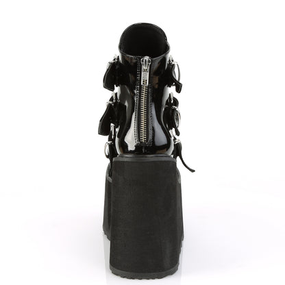 DemoniaCult Botas de tobillo para mujeres SWING-105 Patente BLK