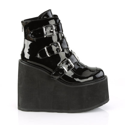 DemoniaCult Botas de tobillo para mujeres SWING-105 Patente BLK
