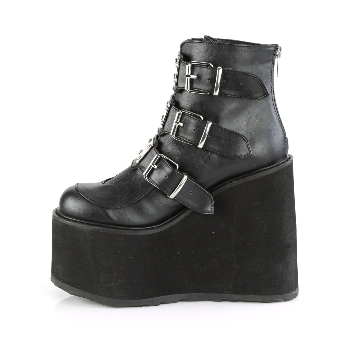 DemoniaCult Botas de tobillo para mujeres SWING-105 cuero vegano blk