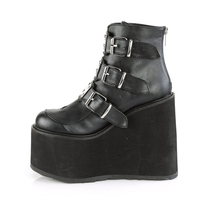 DemoniaCult Botas de tobillo para mujeres SWING-105 cuero vegano blk