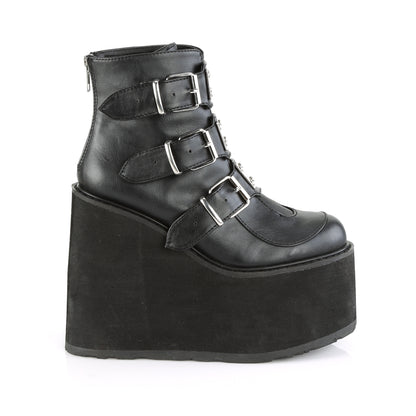 DemoniaCult Botas de tobillo para mujeres SWING-105 cuero vegano blk