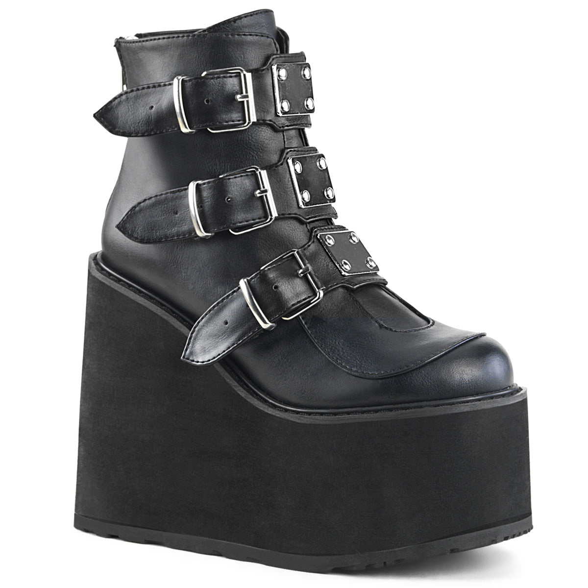 DemoniaCult Botas de tobillo para mujeres SWING-105 cuero vegano blk