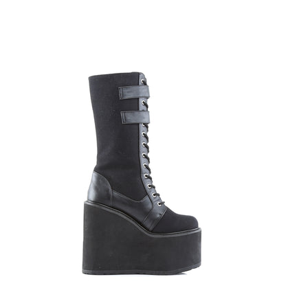 DemoniaCult Botas de mujer SWING-221 BLK LANVAS-VEGAN PULO