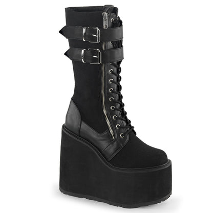 DemoniaCult Botas de mujer SWING-221 BLK LANVAS-VEGAN PULO