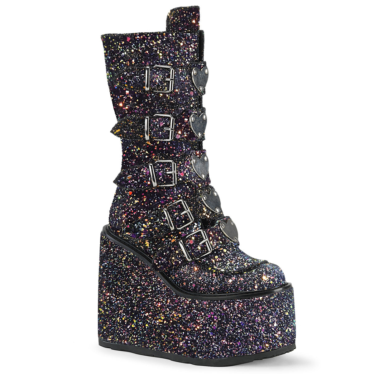 DemoniaCult Womens Boots SWING-230G Blk Multi Glitter