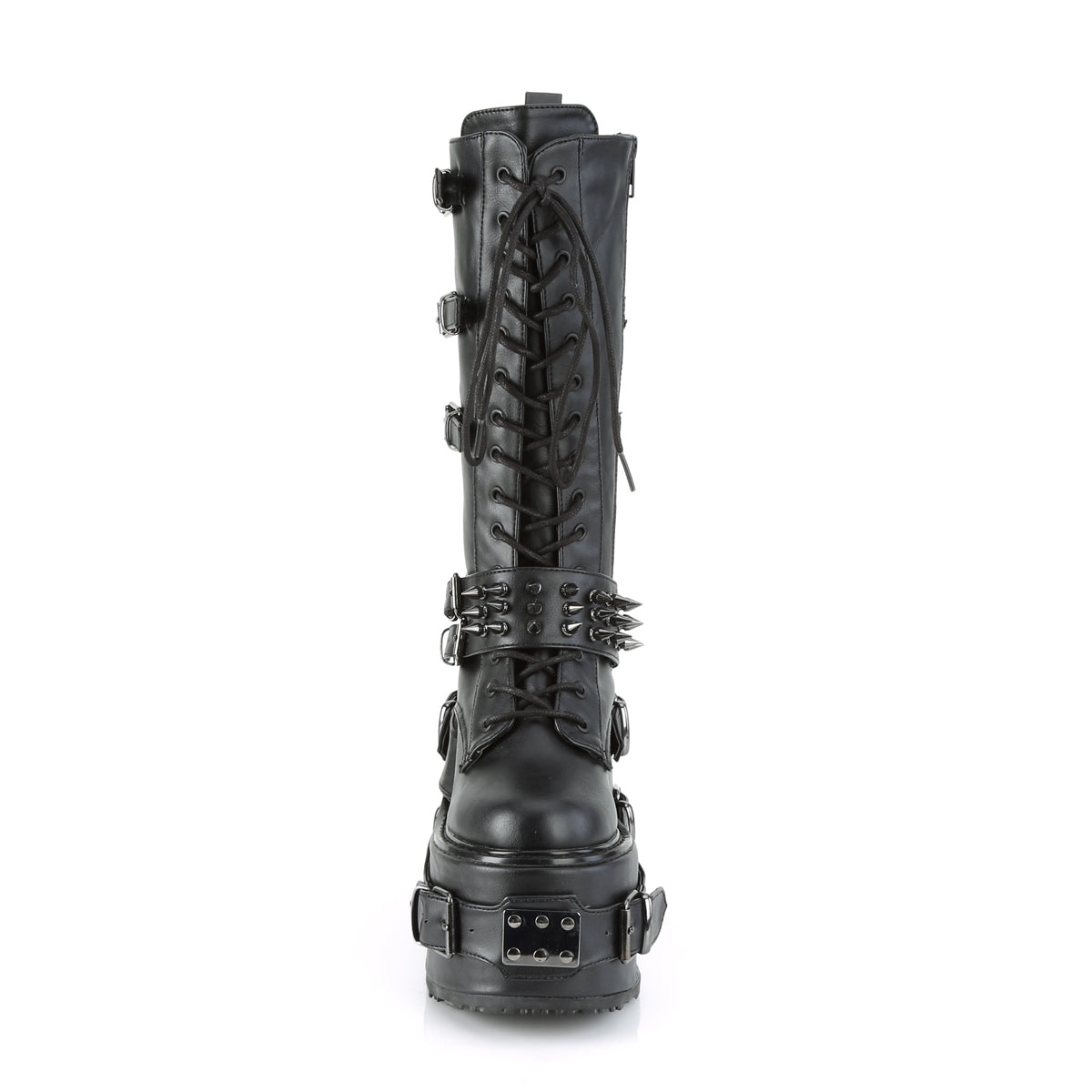 DemoniaCult Botas de mujer SWING-327 Blk Leather Vegan
