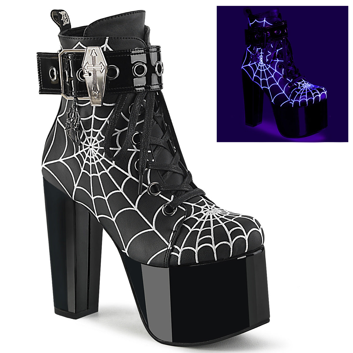 DemoniaCult  Botines TORMENT-51 BLK de cuero vegano