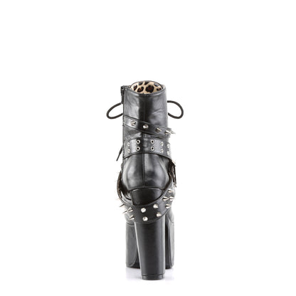 DemoniaCult Botas de tobillo para mujeres TORMENT-700 Blk Leather Vegan