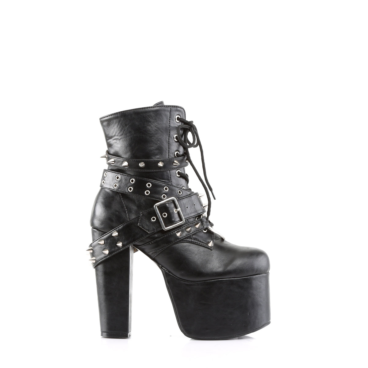 DemoniaCult Botas de tobillo para mujeres TORMENT-700 Blk Leather Vegan