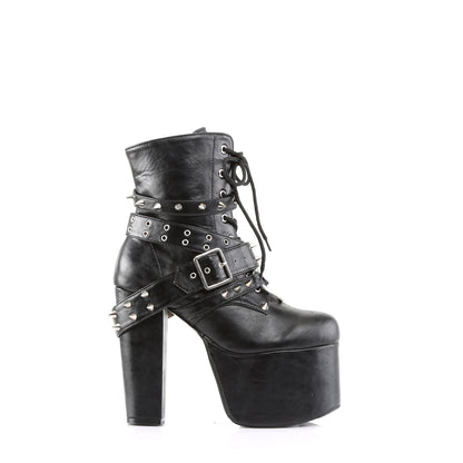 DemoniaCult Botas de tobillo para mujeres TORMENT-700 Blk Leather Vegan