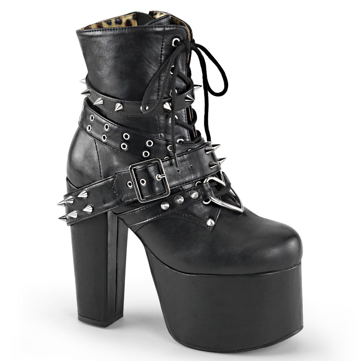 DemoniaCult Botas de tobillo para mujeres TORMENT-700 Blk Leather Vegan