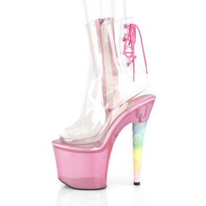 Pleaser Womens Ankle Boots UNICORN-1018C Clr/Bubble Gum Pink Tinted