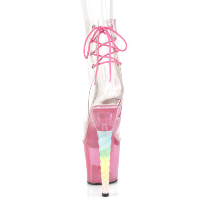 Pleaser Womens Ankle Boots UNICORN-1018C Clr/Bubble Gum Pink Tinted