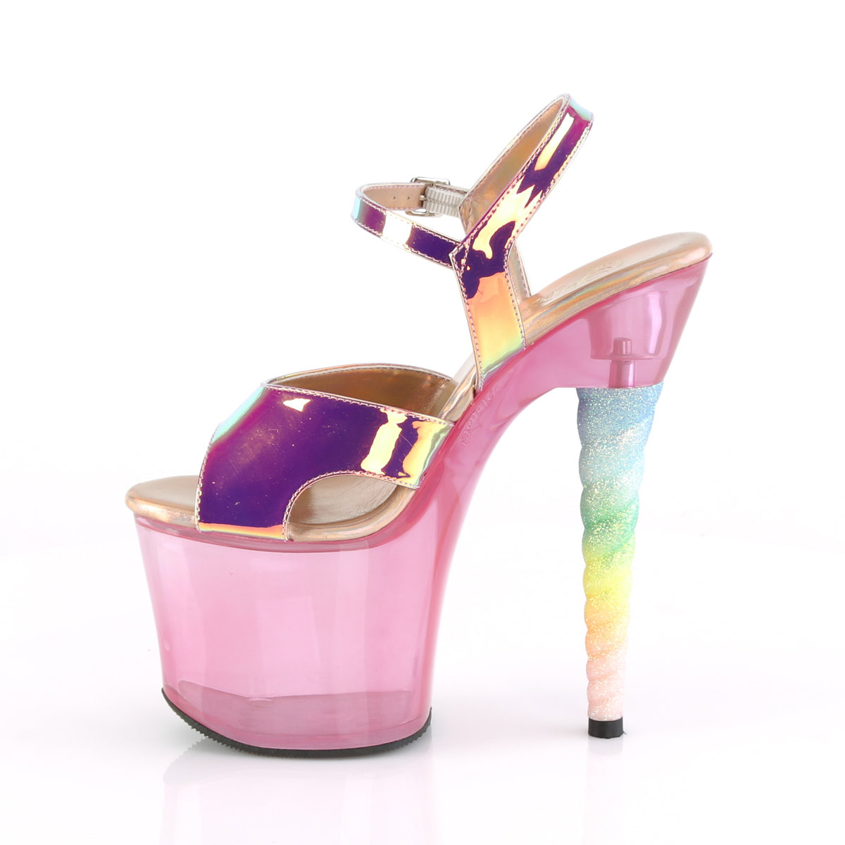 Pleaser Sandalias para mujer Unicorn-711t Cambio de color rosa TPU / burbuja rosa tintado