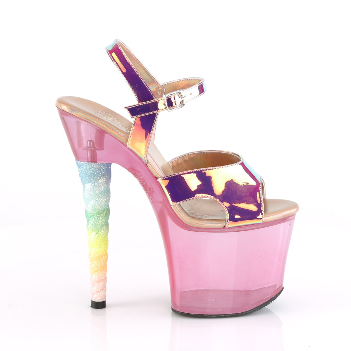 Pleaser Sandalias para mujer Unicorn-711t Cambio de color rosa TPU / burbuja rosa tintado
