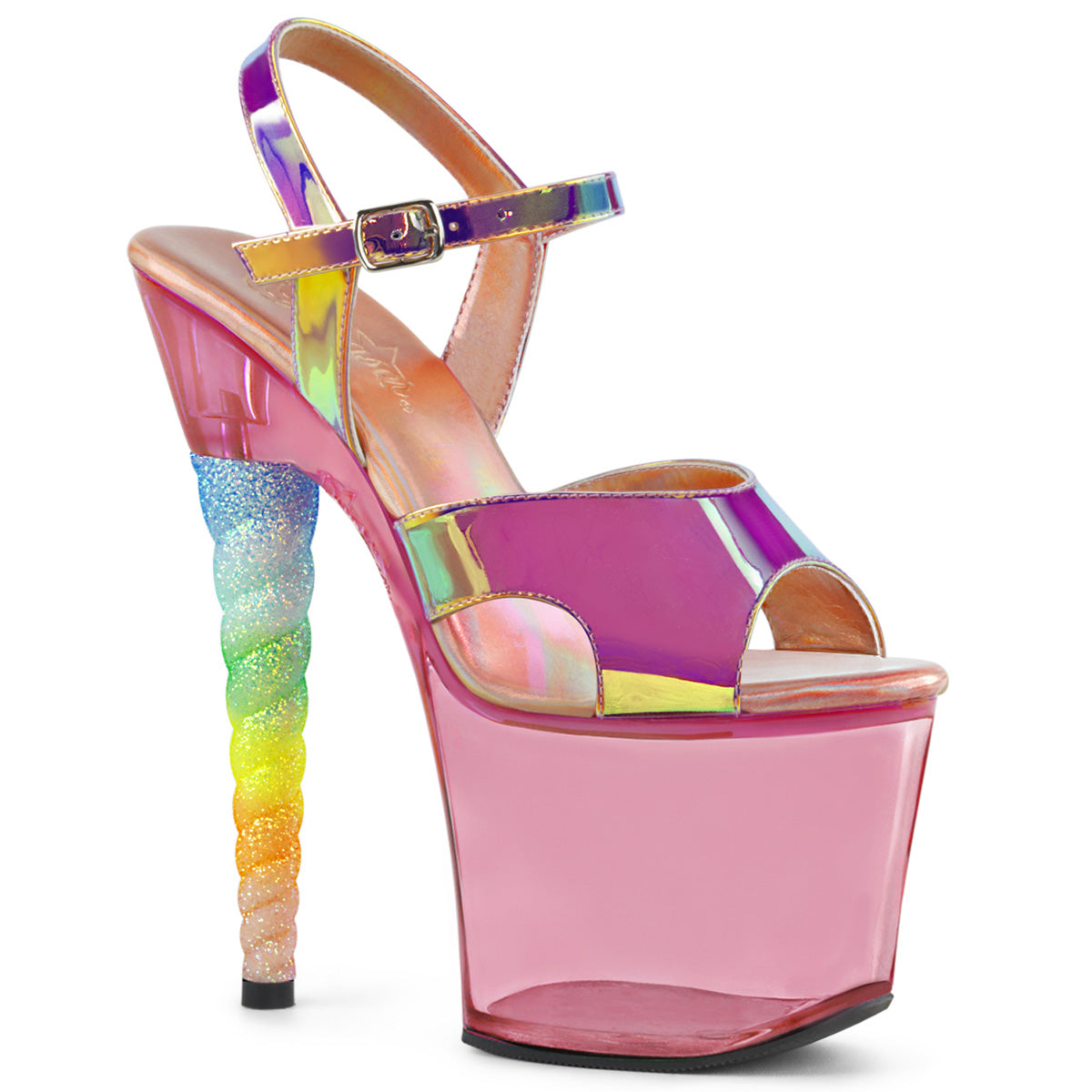 Pleaser Sandalias para mujer Unicorn-711t Cambio de color rosa TPU / burbuja rosa tintado