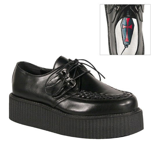 DemoniaCult Zapato bajo para hombre V-CREEPER-502 BLK de cuero vegano